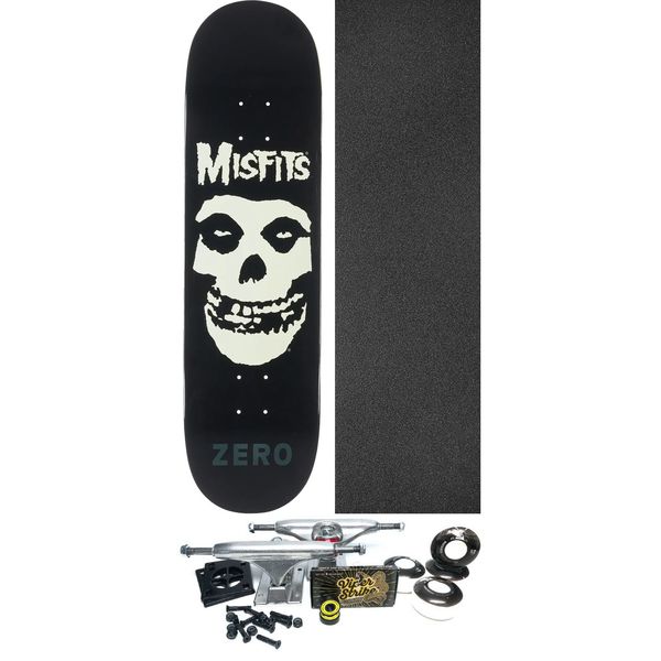 Zero Skateboards Misfits Fiend Skull Glow Skateboard Deck - 8.5" x 32.3" - Complete Skateboard Bundle